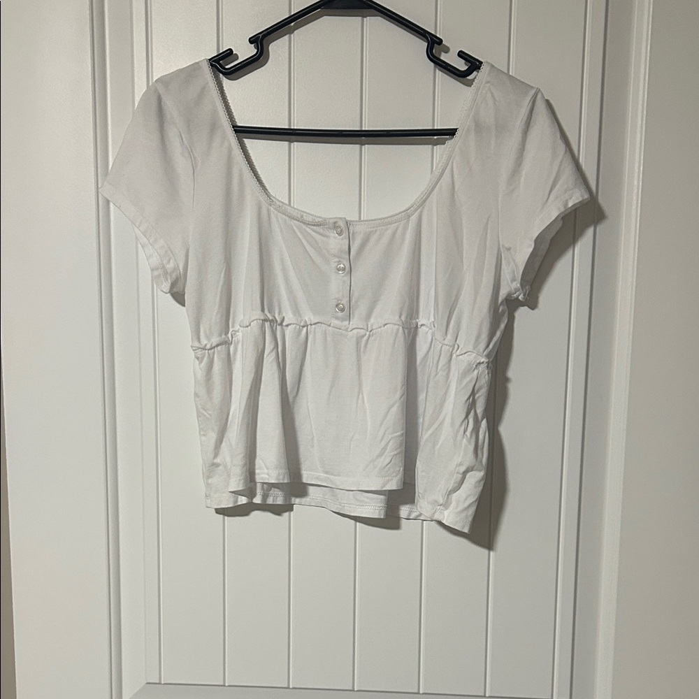 No Boundaries White Buttoned Crop Top